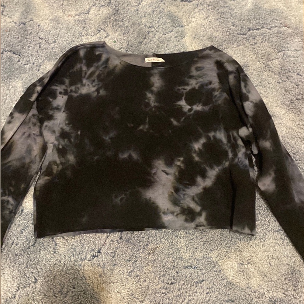Marble crop top long sleeve